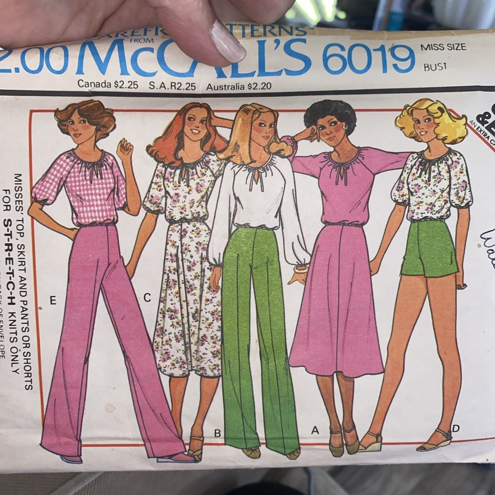 McCall's Sewing Pattern 6019 VTG 70' Misses Top Skirt Pants Shorts Easy Sz 12